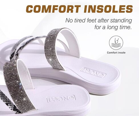 ONCAI Women's Slide Sandals Trendy Square Summer Flat Dressy Sandals for Women 2025 Cross Strappy Open Split-Toe Ring with Slip-on Rubber Soles in Saudi Arabia