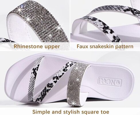 ONCAI Women's Slide Sandals Trendy Square Summer Flat Dressy Sandals for Women 2025 Cross Strappy Open Split-Toe Ring with Slip-on Rubber Soles in Saudi Arabia
