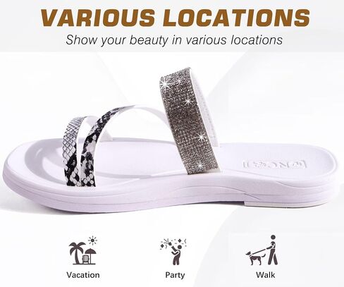 ONCAI Women's Slide Sandals Trendy Square Summer Flat Dressy Sandals for Women 2025 Cross Strappy Open Split-Toe Ring with Slip-on Rubber Soles in Saudi Arabia