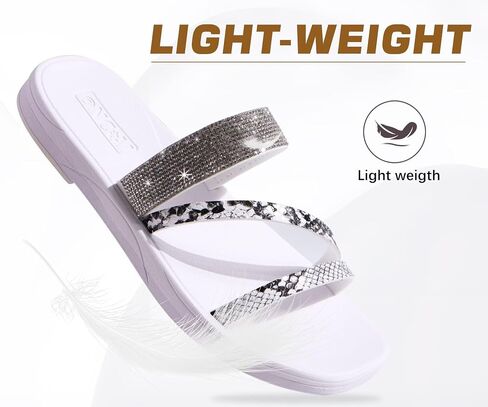 ONCAI Women's Slide Sandals Trendy Square Summer Flat Dressy Sandals for Women 2025 Cross Strappy Open Split-Toe Ring with Slip-on Rubber Soles in Saudi Arabia