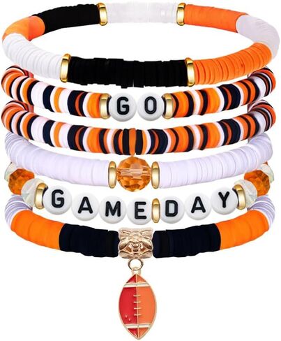 Go Game Day Sports Bracelets With Baseball Football Basketball Soccer Stackable Sports Bracelet in Saudi Arabia