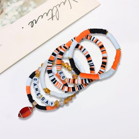 Go Game Day Sports Bracelets With Baseball Football Basketball Soccer Stackable Sports Bracelet in Saudi Arabia