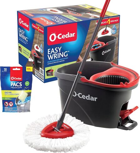 O-Cedar System Easy Wring Spin Mop & Bucket with 3 Extra Refills with Citrus and Lavender Pacs (Variety Pack) in Saudi Arabia