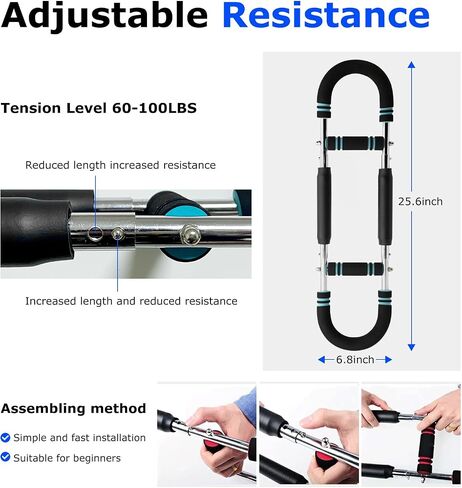 Twister Arm Trainer ، معدات تجريب الصدر القابلة للتعديل من 60 إلى 100 رطل ، بار محمولة طاقة ، تصميم قابل للفصل ، مدرب ذراع للرجال ، مدرب الصدر للرجال ، تدريب العضلات في الكتف ، اللياقة في أي مكان in Saudi Arabia