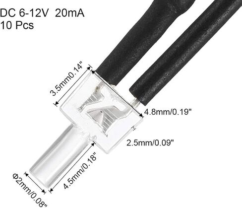 uxcell 10Pcs 2mm Pre Wired LED, Warm White DC6-12V Diffused Lens, Light Emitting Diodes in Saudi Arabia