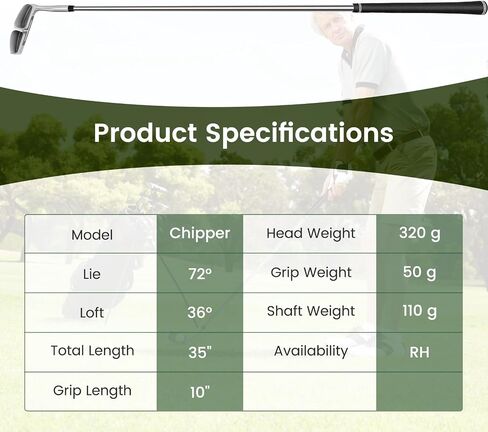 GYMAX Golf Chipper, 36 Degree Loft Golf Pitching Wedge for Men & Women, Right Hand Golf Chipping Wedge Club, Silver in Saudi Arabia