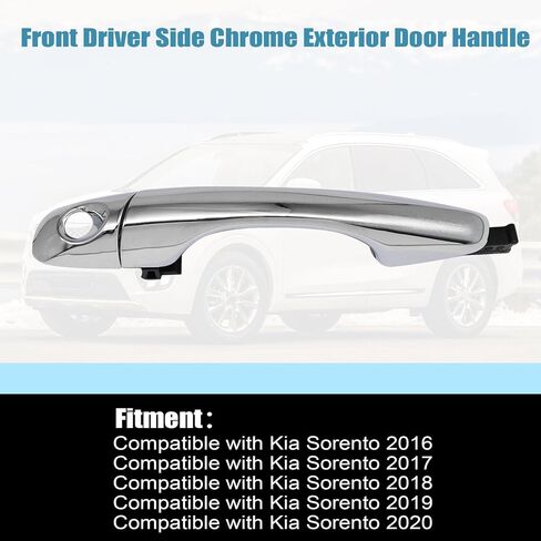 Priprilod الخلفي جانب السائق Chrome خارج مقبض الباب متوافق مع Kia Sorento 2016 2017 2018 2019 2020# 82651-C5010 83652-C5010 in Kuwait