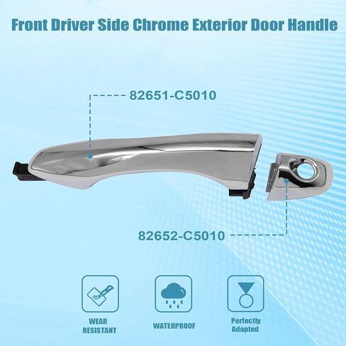 Priprilod الخلفي جانب السائق Chrome خارج مقبض الباب متوافق مع Kia Sorento 2016 2017 2018 2019 2020# 82651-C5010 83652-C5010 in Kuwait
