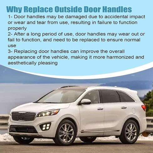 Priprilod الخلفي جانب السائق Chrome خارج مقبض الباب متوافق مع Kia Sorento 2016 2017 2018 2019 2020# 82651-C5010 83652-C5010 in Kuwait