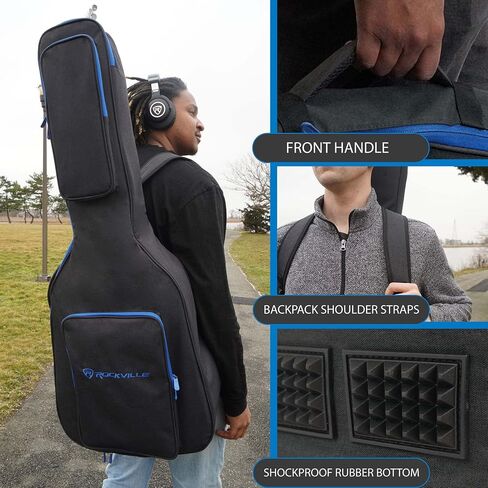 Rockville AGB45 AGB45-BLU Acoustic Guitar Gig Bag with Neck Pad + Secure Strap in Saudi Arabia