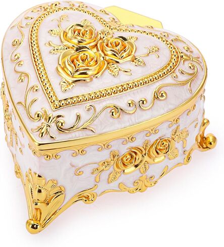 Hipiwe Heart Shape Jewelry Box Small Green Trinket Storage Organizer Box Vintage Jewelry Box Case for Ring Necklace in Saudi Arabia