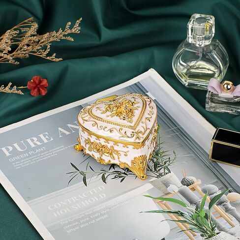 Hipiwe Heart Shape Jewelry Box Small Green Trinket Storage Organizer Box Vintage Jewelry Box Case for Ring Necklace in Saudi Arabia