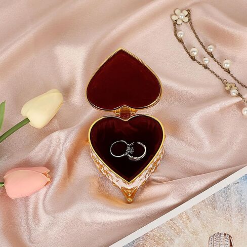 Hipiwe Heart Shape Jewelry Box Small Green Trinket Storage Organizer Box Vintage Jewelry Box Case for Ring Necklace in Saudi Arabia