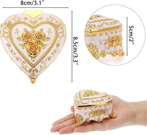 Hipiwe Heart Shape Jewelry Box Small Green Trinket Storage Organizer Box Vintage Jewelry Box Case for Ring Necklace in Saudi Arabia