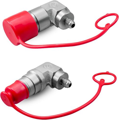 90 Degree Elbow Kit, 1/2" Flat Face Skid Steer Hydraulic Quick Connect Coupler Set, 1/2" Body Size x 3/8" JIC Male Thread Coupling Fitting with Dust Cap in Saudi Arabia