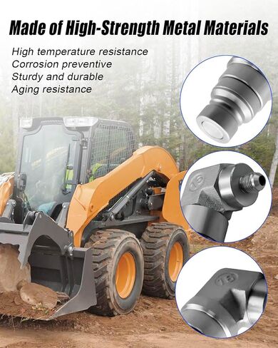 90 Degree Elbow Kit, 1/2" Flat Face Skid Steer Hydraulic Quick Connect Coupler Set, 1/2" Body Size x 3/8" JIC Male Thread Coupling Fitting with Dust Cap in Saudi Arabia