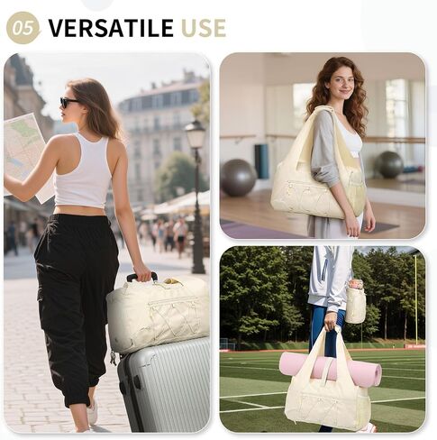 Gym Tote Bag for Women with Water Bottle Pack, Lightweight Duffle Bags for with Shoe Compartment, Workout Yoga Mat Luggage(Black) in Kuwait
