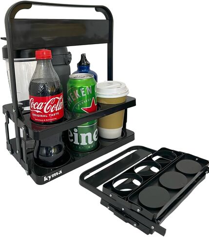 6 Bottle Drink Carrier – Compact Cup Holder Caddy for Coffee, Office & Daily Use – Fits 16–24 oz Bottles and Small Cups (2 Pack, Black) in Saudi Arabia