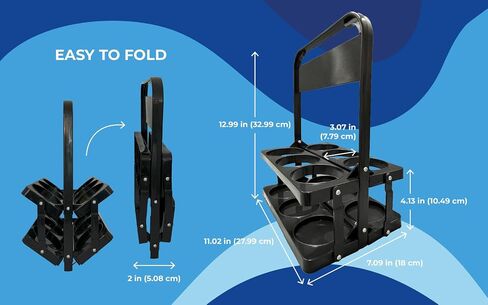 6 Bottle Drink Carrier – Compact Cup Holder Caddy for Coffee, Office & Daily Use – Fits 16–24 oz Bottles and Small Cups (2 Pack, Black) in Saudi Arabia