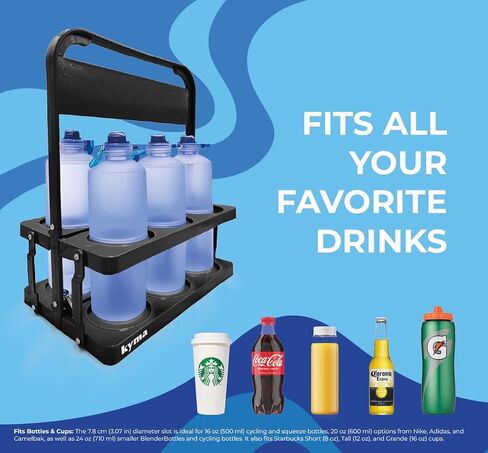 6 Bottle Drink Carrier – Compact Cup Holder Caddy for Coffee, Office & Daily Use – Fits 16–24 oz Bottles and Small Cups (2 Pack, Black) in Saudi Arabia