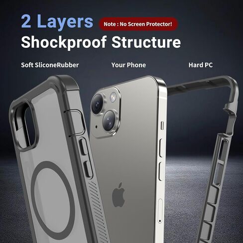 for iPhone 15 Pro case, [Compatible with MagSafe][Military Grade Drop Protection][Heavy Duty Protection][Non-Slip][Shockproof] with 2-Layer Durable Bumper Phone Case 6.1''-Rose in Saudi Arabia