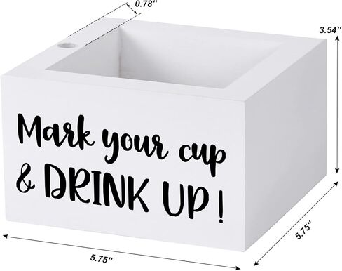 Single Cup Holder with Marker Slot Wooden Mark Your Cup and Drink Up Cup Holder Party Cup Organizer 2 Sides Designs Drink Dispensers for Parties Farmhouse Bar Party Decor Housewarming Hostess in Saudi Arabia
