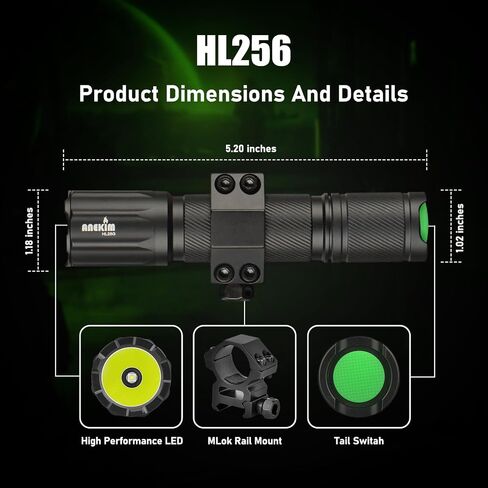 HL25 Green Hunting Flashlight Kit - 1300 Lumen High Lumen Tactical Predator Light Hunting for Hog Coyote Night Hunt Tactical Green Green in Kuwait