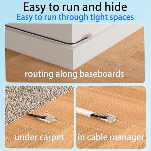 Cat6a ethernet Cable 100 ft, Slim Cat 6 ethernet Cable 10Gbps 550Mhz, UTP Pure Copper Ethernet Cable Cat 6, Flexible cat 6 Cable for Network Devices Setup, Black in Saudi Arabia