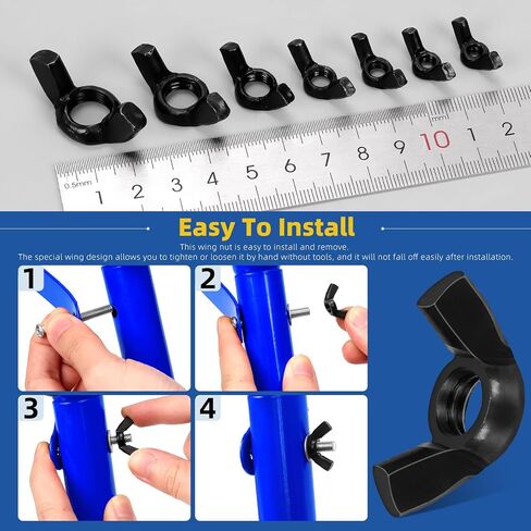 Glarks 135Pcs M3 M4 M5 M6 M8 M10 M12 Black Wing Nuts Assortment Kit, 7 Sizes High Strength Carbon Steel Butterfly Nuts, Metric Wing Bolt Fasteners, Hand Twist Tighten Ear Wing Nuts in Saudi Arabia
