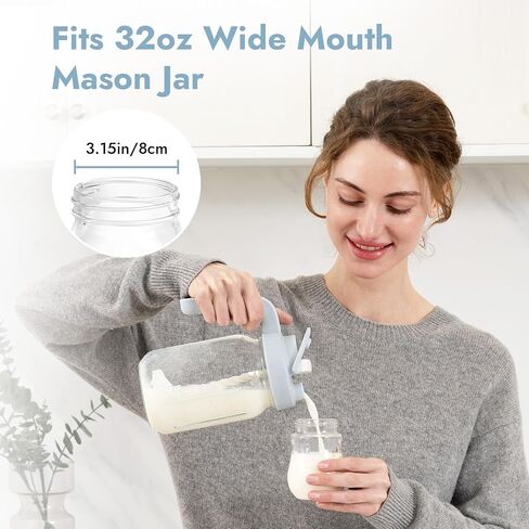 Papablic 32oz Wide Mouth Mason Jar Pour Spout Lid with Mixing Handle & Flip Locking Spout for Mixing Formula/Breastmilk/Protein Powder/Coffee, Pink in Saudi Arabia