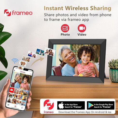 Frameo Digital Picture Frame - 10.1 بوصة كبيرة 32 جيجابايت مع شاشة اللمس HD IPS | توقعات درجة حرارة الطقس | الوقت ساعة | عرض الشرائح | شارك الصور/مقاطع الفيديو من WiFi Phone (أبيض) in Saudi Arabia