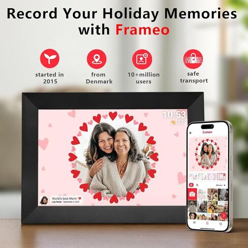 Frameo Digital Picture Frame - 10.1 بوصة كبيرة 32 جيجابايت مع شاشة اللمس HD IPS | توقعات درجة حرارة الطقس | الوقت ساعة | عرض الشرائح | شارك الصور/مقاطع الفيديو من WiFi Phone (أبيض) in Saudi Arabia