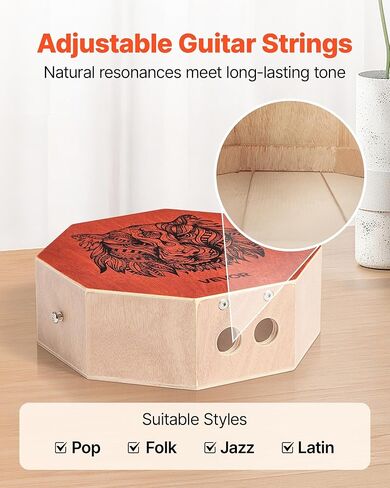 Cajon ثلاثية النغمة ، طبل Cajon Cajon Box المحمول مع سلاسل الجيتار الداخلية فريدة من نوعها in Kuwait
