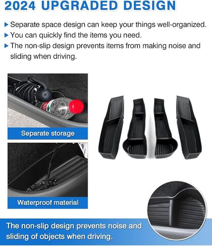 4pcs door organizer troner for Tesla Model 3 Highland 2024 2025 2026 Door Side Storage Box for Tesla Model 3 Highland Accessories Front and الخلفية واقي TPE المادة in Saudi Arabia