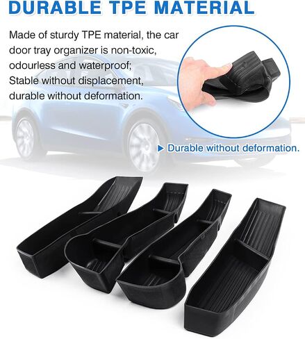 4pcs door organizer troner for Tesla Model 3 Highland 2024 2025 2026 Door Side Storage Box for Tesla Model 3 Highland Accessories Front and الخلفية واقي TPE المادة in Saudi Arabia