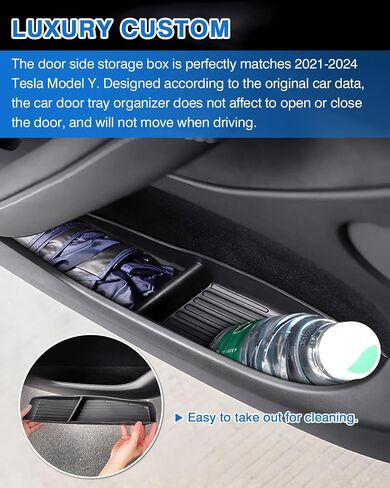 4pcs door organizer troner for Tesla Model 3 Highland 2024 2025 2026 Door Side Storage Box for Tesla Model 3 Highland Accessories Front and الخلفية واقي TPE المادة in Saudi Arabia