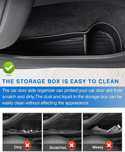4pcs door organizer troner for Tesla Model 3 Highland 2024 2025 2026 Door Side Storage Box for Tesla Model 3 Highland Accessories Front and الخلفية واقي TPE المادة in Saudi Arabia