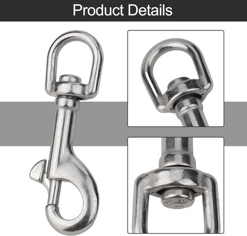 خطاف Swivel Eye Snap ، من الفولاذ المقاوم للصدأ دوارة العين خطاف زنبرك ، مقاطع علام واحدة من أجل الغوص المجلس الأليفة لعلامات الغوص/خطوط الأليف/سلسلة المفاتيح/العلم/الملابس (82 ملم) in Kuwait