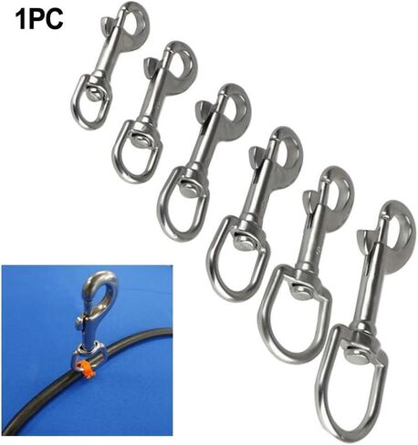 خطاف Swivel Eye Snap ، من الفولاذ المقاوم للصدأ دوارة العين خطاف زنبرك ، مقاطع علام واحدة من أجل الغوص المجلس الأليفة لعلامات الغوص/خطوط الأليف/سلسلة المفاتيح/العلم/الملابس (82 ملم) in Kuwait