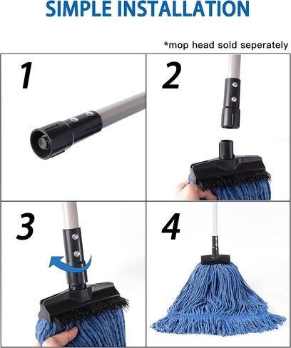 Matthew Cleaning 6 Sets of Commercial Screw On Mop Handle for Floor Cleaning,Heavy Duty Mop Head Replacement Holder 60inch Powder Coated Metal w/Threaded Plastic tip- Gray in Saudi Arabia