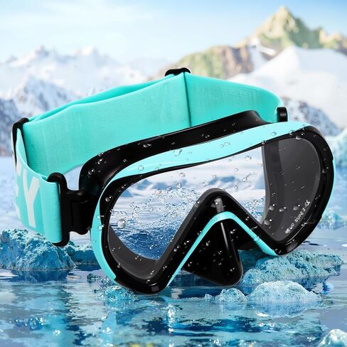 Swimming Goggles for Kids(2 Pcs) , Elastic Fabric Strap, Tempered Glass Diving Mask 180°Clear View Snorkel Goggle for Kids Ages 6-16, Anti-Fog in Saudi Arabia