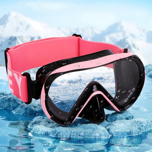 Swimming Goggles for Kids(2 Pcs) , Elastic Fabric Strap, Tempered Glass Diving Mask 180°Clear View Snorkel Goggle for Kids Ages 6-16, Anti-Fog in Saudi Arabia