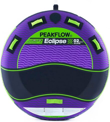 PEAKFLOW Towable Tubes for Boating,Eclipse 2 Rider Towable Tube,840D Heavy Duty Nylon Cover and 28 Gauge PVC Liner,EVA Foam Pads and 4 EVA Handles with Knuckle Guards,Swift Connect Rapid Boston Valve in Saudi Arabia