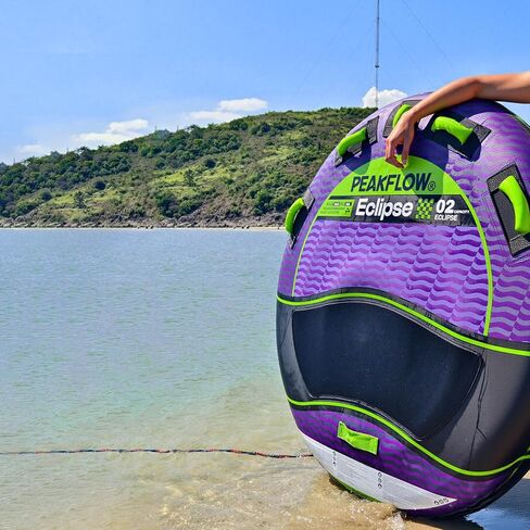 PEAKFLOW Towable Tubes for Boating,Eclipse 2 Rider Towable Tube,840D Heavy Duty Nylon Cover and 28 Gauge PVC Liner,EVA Foam Pads and 4 EVA Handles with Knuckle Guards,Swift Connect Rapid Boston Valve in Saudi Arabia