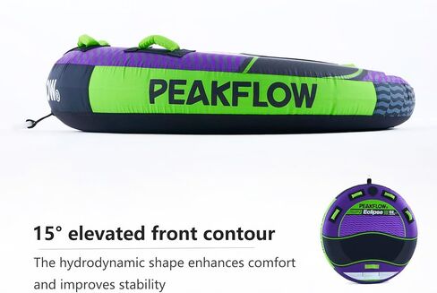 PEAKFLOW Towable Tubes for Boating,Eclipse 2 Rider Towable Tube,840D Heavy Duty Nylon Cover and 28 Gauge PVC Liner,EVA Foam Pads and 4 EVA Handles with Knuckle Guards,Swift Connect Rapid Boston Valve in Saudi Arabia