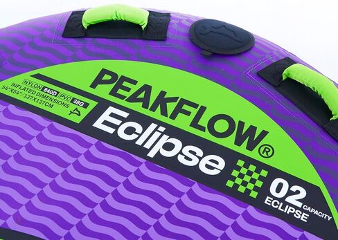 PEAKFLOW Towable Tubes for Boating,Eclipse 2 Rider Towable Tube,840D Heavy Duty Nylon Cover and 28 Gauge PVC Liner,EVA Foam Pads and 4 EVA Handles with Knuckle Guards,Swift Connect Rapid Boston Valve in Saudi Arabia