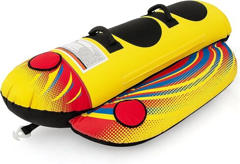 Goplus Inflatable Towable Tubes for Boating, 1-2/1-3 Rider Hot Dog Tube for Boat to Pull, Water Sports Banana Boat with EVA-Padded Seats for Towing Rider in Saudi Arabia