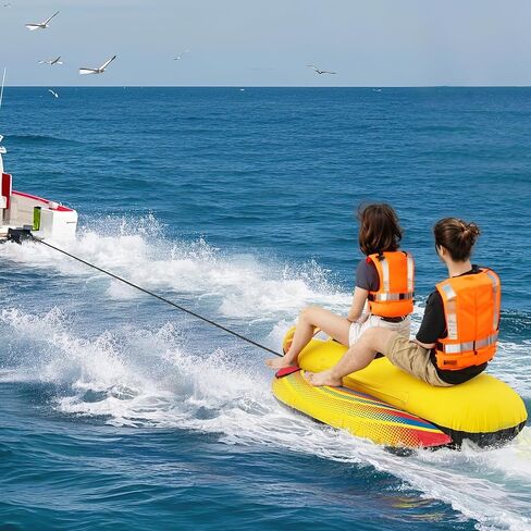 Goplus Inflatable Towable Tubes for Boating, 1-2/1-3 Rider Hot Dog Tube for Boat to Pull, Water Sports Banana Boat with EVA-Padded Seats for Towing Rider in Saudi Arabia