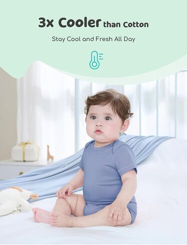 Patpat Modal Baby Boodysits Summer Cool - Morandi Short Sleeve for Boys and Girls - الملابس الولادة للجنسين - 4 عبوات in Kuwait