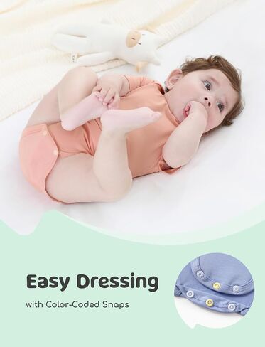 Patpat Modal Baby Boodysits Summer Cool - Morandi Short Sleeve for Boys and Girls - الملابس الولادة للجنسين - 4 عبوات in Kuwait